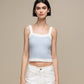 Top in maglia effetto fluffy bicolore
