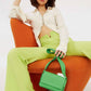 Pantaloni a zampa lime a vita alta