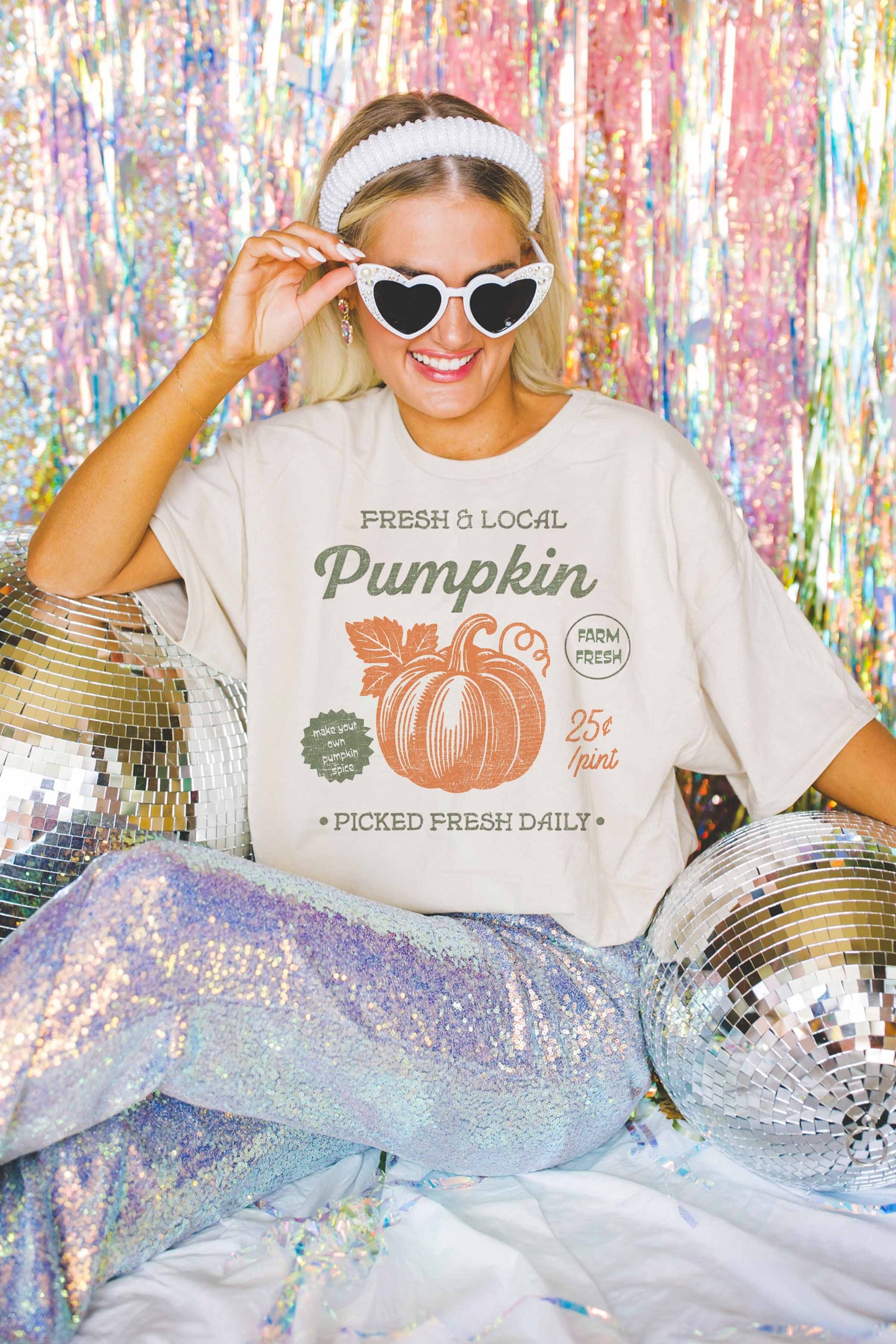 T-shirt oversize con stampa zucca Fresh & Local