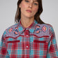 Camicia a quadri western rossa con ricami