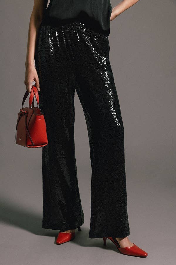 Pantaloni a palazzo con paillettes