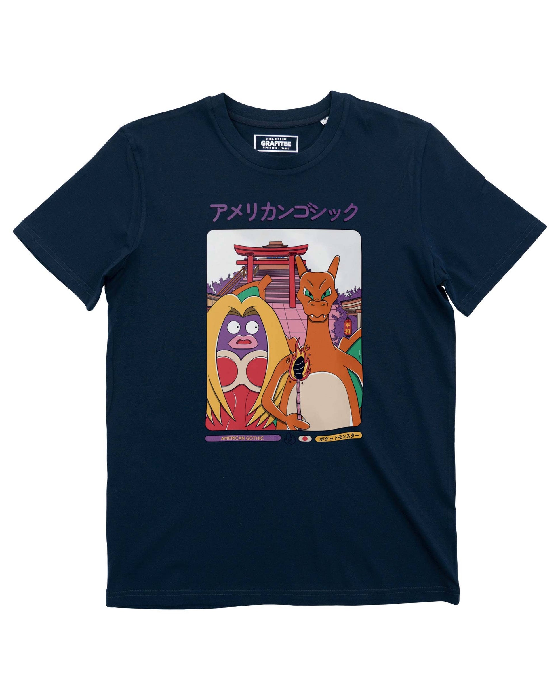 T-shirt American Gothic con stampa Pikachu