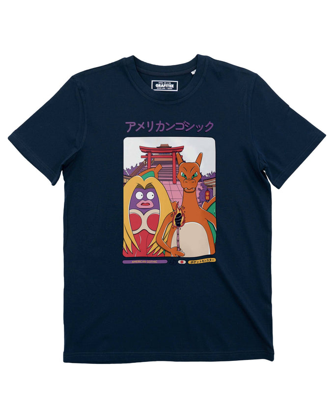 T-shirt American Gothic con stampa Pikachu