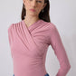 Body drappeggiato elasticizzato rosa