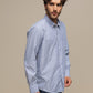Camicia uomo a righe in cotone misto