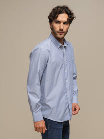 Camicia uomo a righe in cotone misto