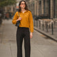 Pantaloni dritti neri elasticizzati