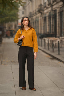 Pantaloni dritti neri elasticizzati