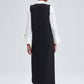Gilet a maglia lungo nero con scollo a V