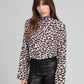 Top animalier beige a collo alto