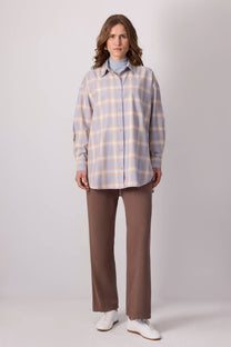Camicia a quadri pastello relaxed in misto cotone