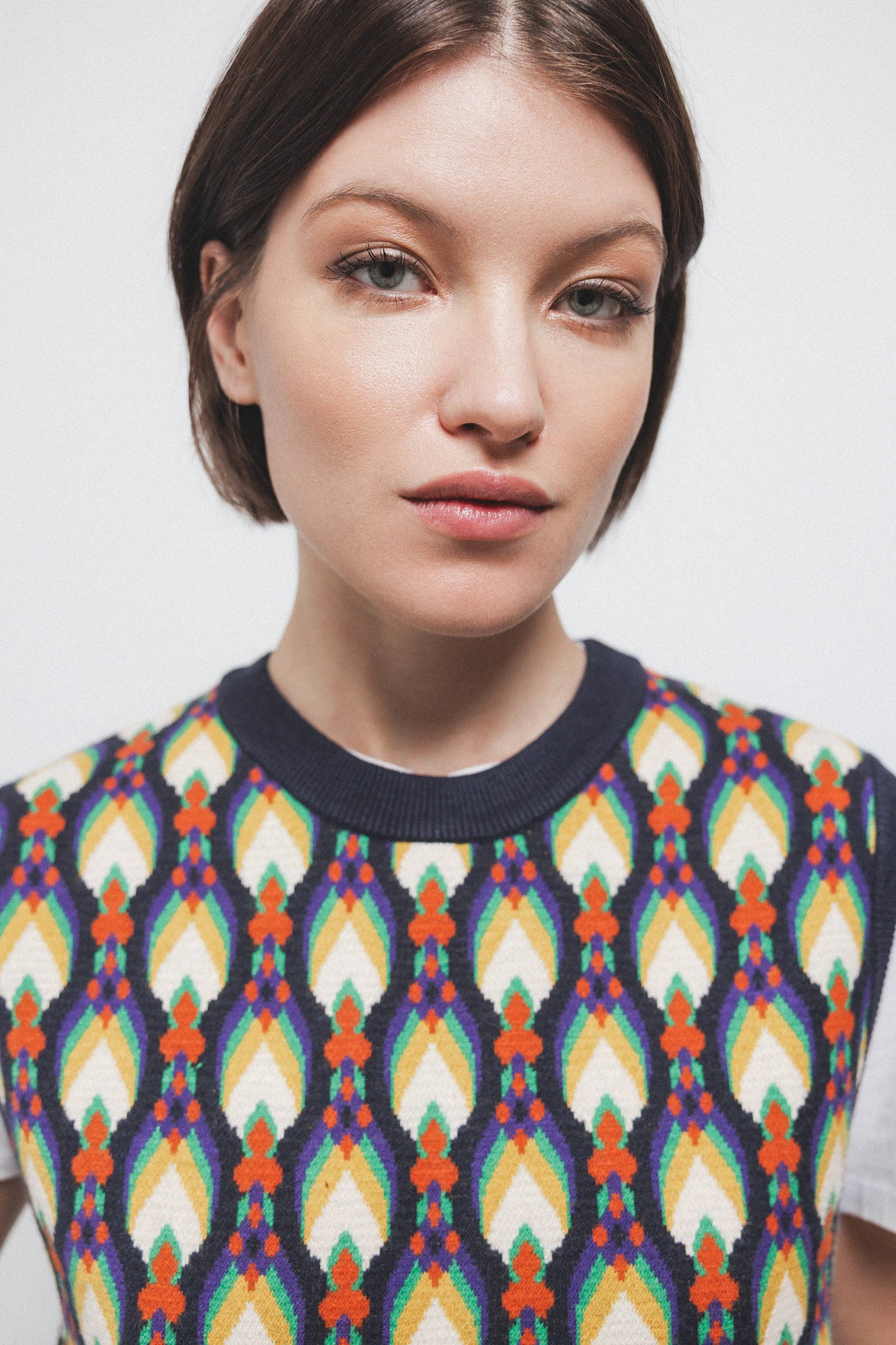 Gilet in maglia jacquard multicolor