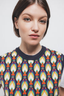Gilet in maglia jacquard multicolor