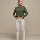 Maglione crop da donna in maglia morbida girocollo
