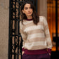 Maglia Siena a righe beige con dettagli bordeaux