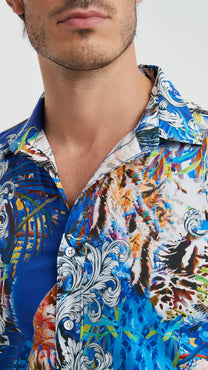 Camicia premium da uomo con stampa digitale multicolor