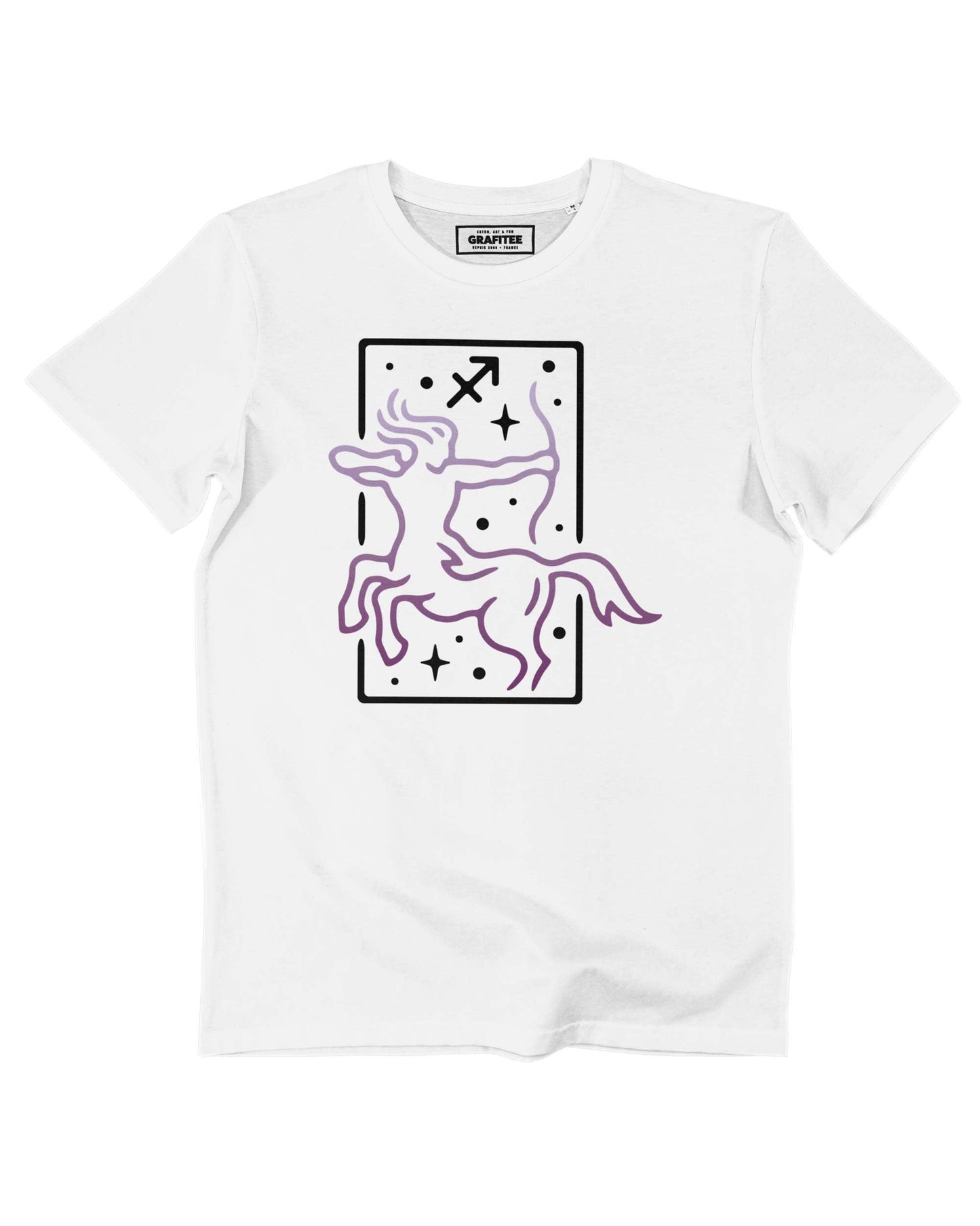 T-shirt bianca unisex con stampa Sagittario