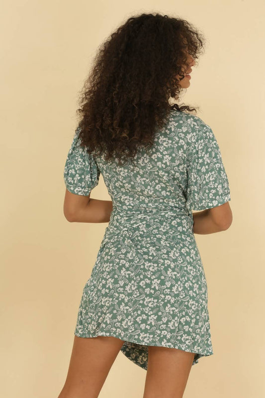 Abito corto a portafoglio floreale Rina