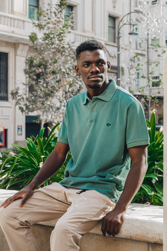 Polo uomo in cotone biologico tinto a pigmenti