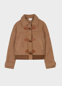 Giacca bouclé cammello con alamari
