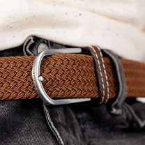 Cintura intrecciata elastica color cammello