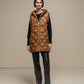 Gilet imbottito lungo con cappuccio da donna