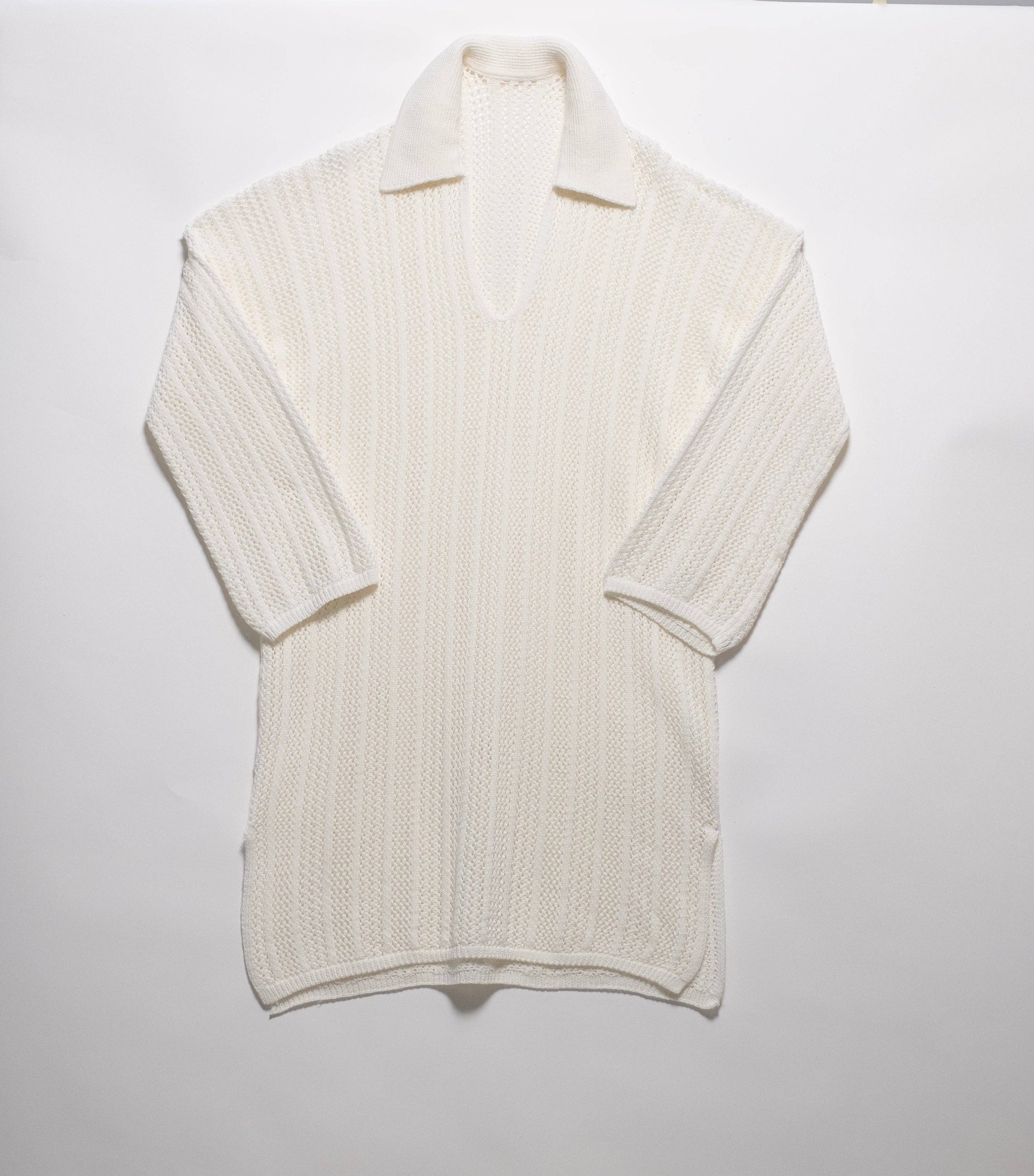 Maxi abito polo in cotone premium lavorato all’uncinetto