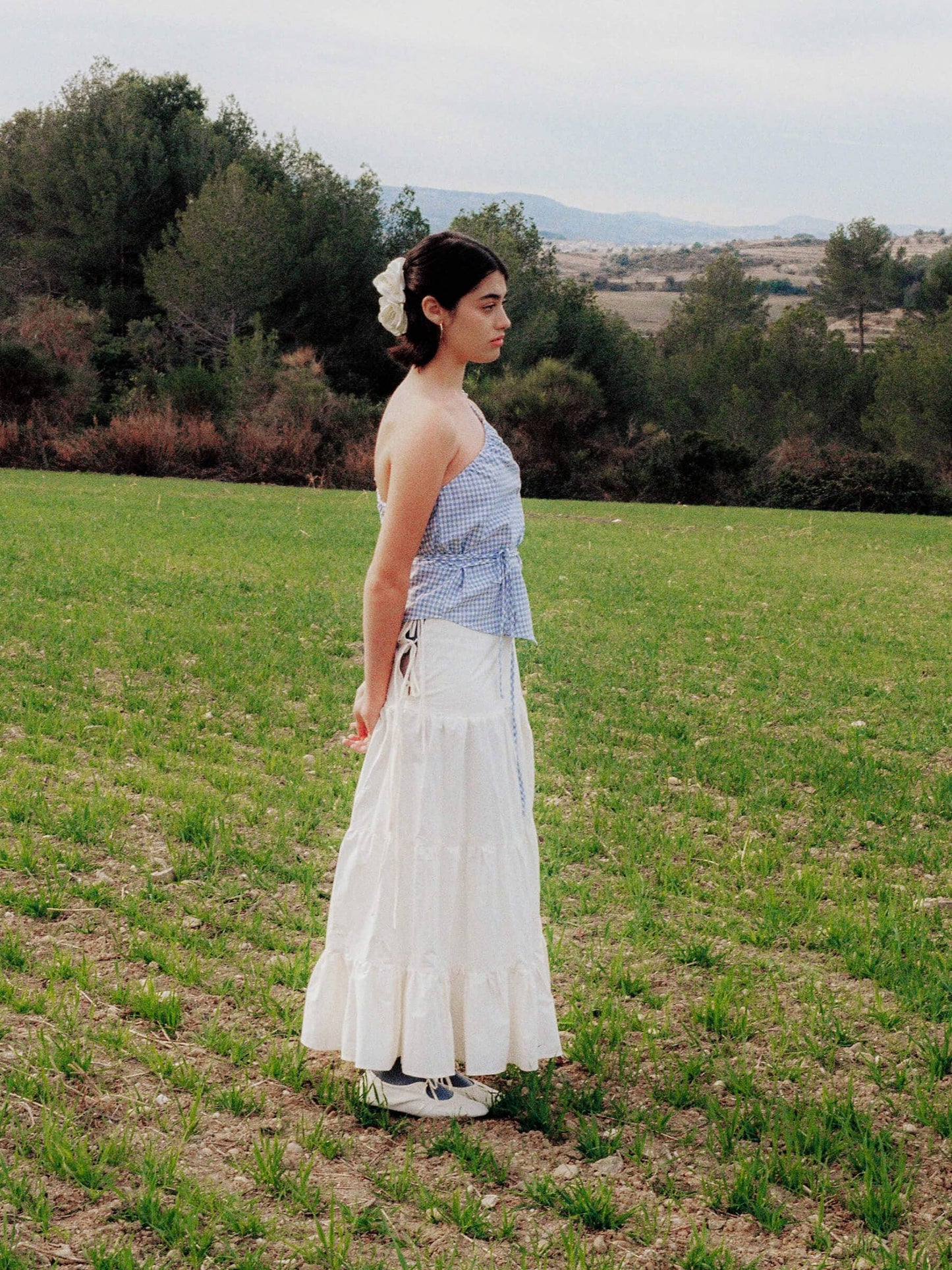 Gonna maxi Nature con balze e lacci laterali