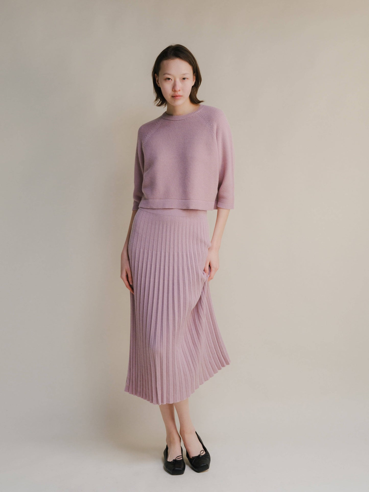 Gonna plissé in maglia misto cashmere 3D-knit