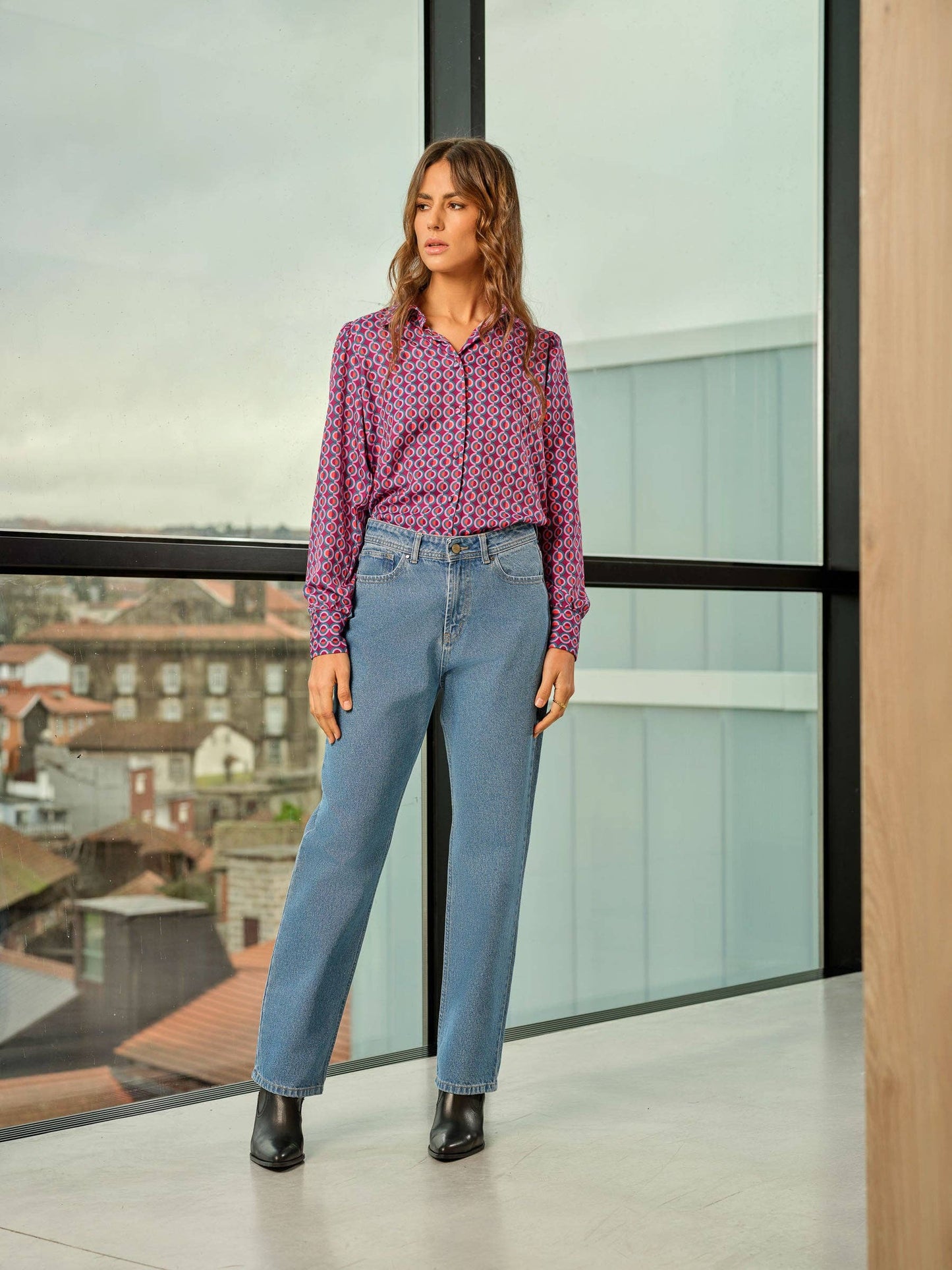 Pantaloni denim Ganga a vita alta