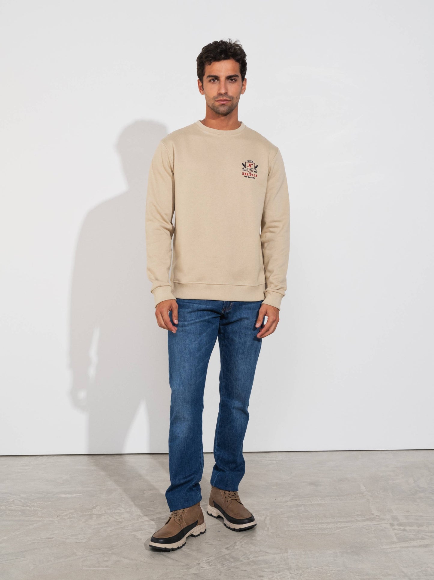 Felpa girocollo uomo in cotone misto con logo