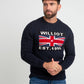 Maglione a trecce blu navy con bandiera