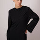 Abito lungo nero in crochet a maniche lunghe in misto cotone