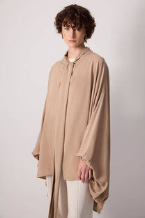 Top kimono oversize in viscosa con fiocco al collo