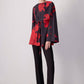 Tunica floreale rossa con maniche kimono e cintura