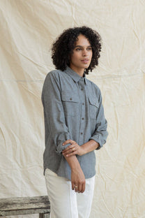 Camicia Lenon in chambray grigio ferro