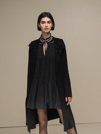 Cappotto cardigan in maglia con cintura e maxi collo