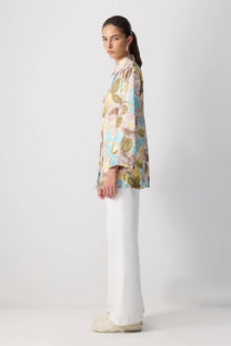 Camicia in raso fantasia floreale