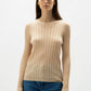 Maglione girocollo a costine in lana merino extra fine