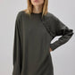 Abito in maglia lungo arricciato color cachi