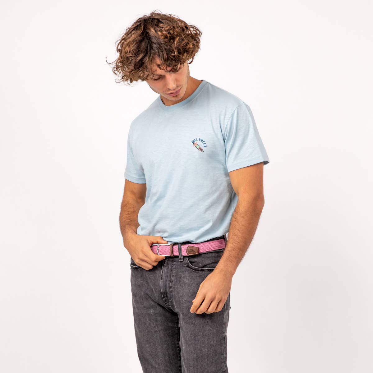 Cintura intrecciata elastica rosa nebbia