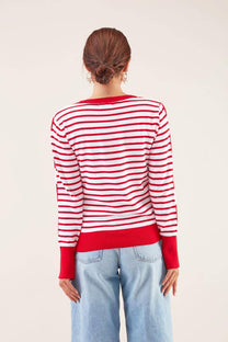 Cardigan in maglia di cotone a righe