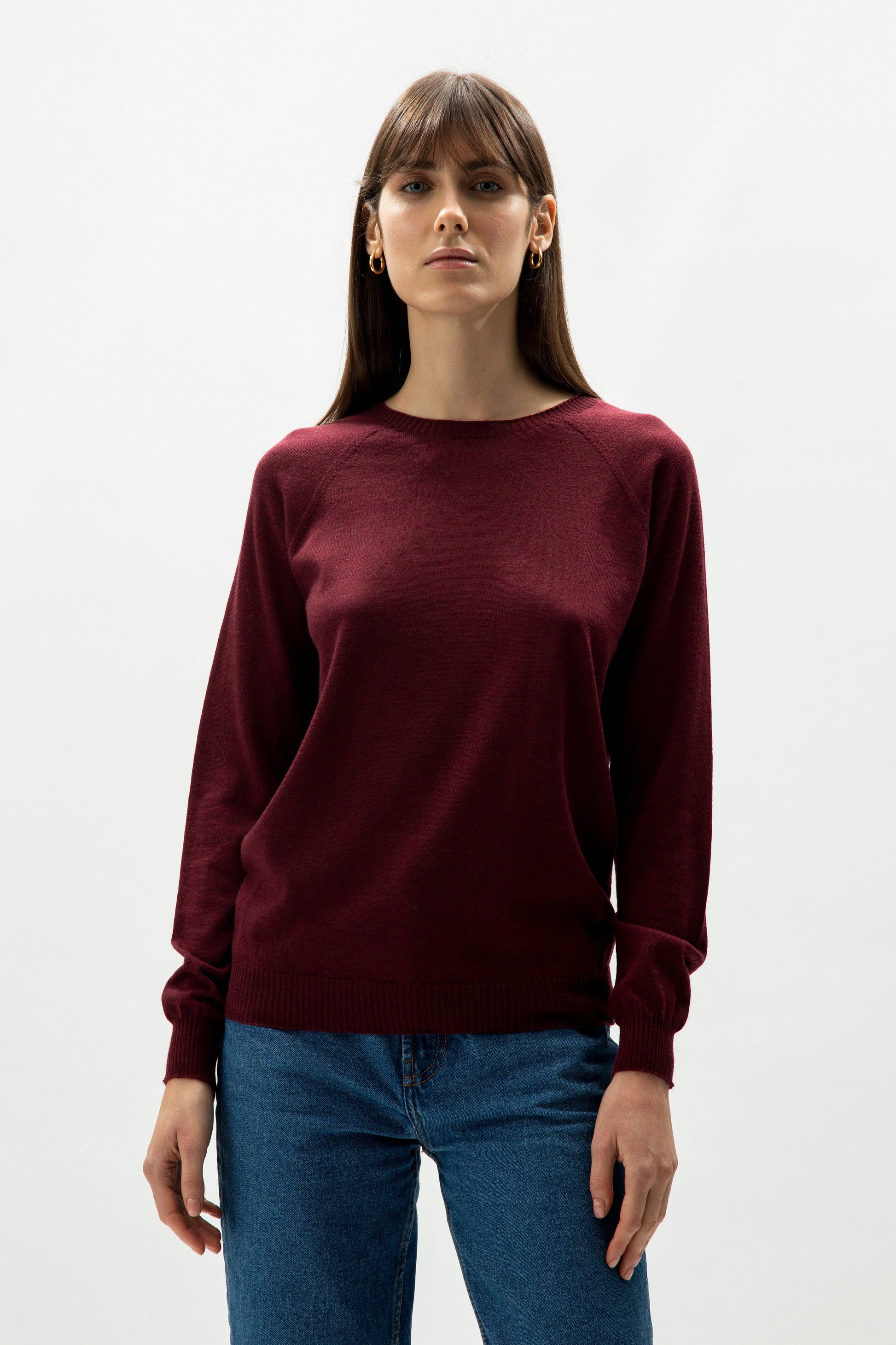 Pullover girocollo in lana merino extrafine