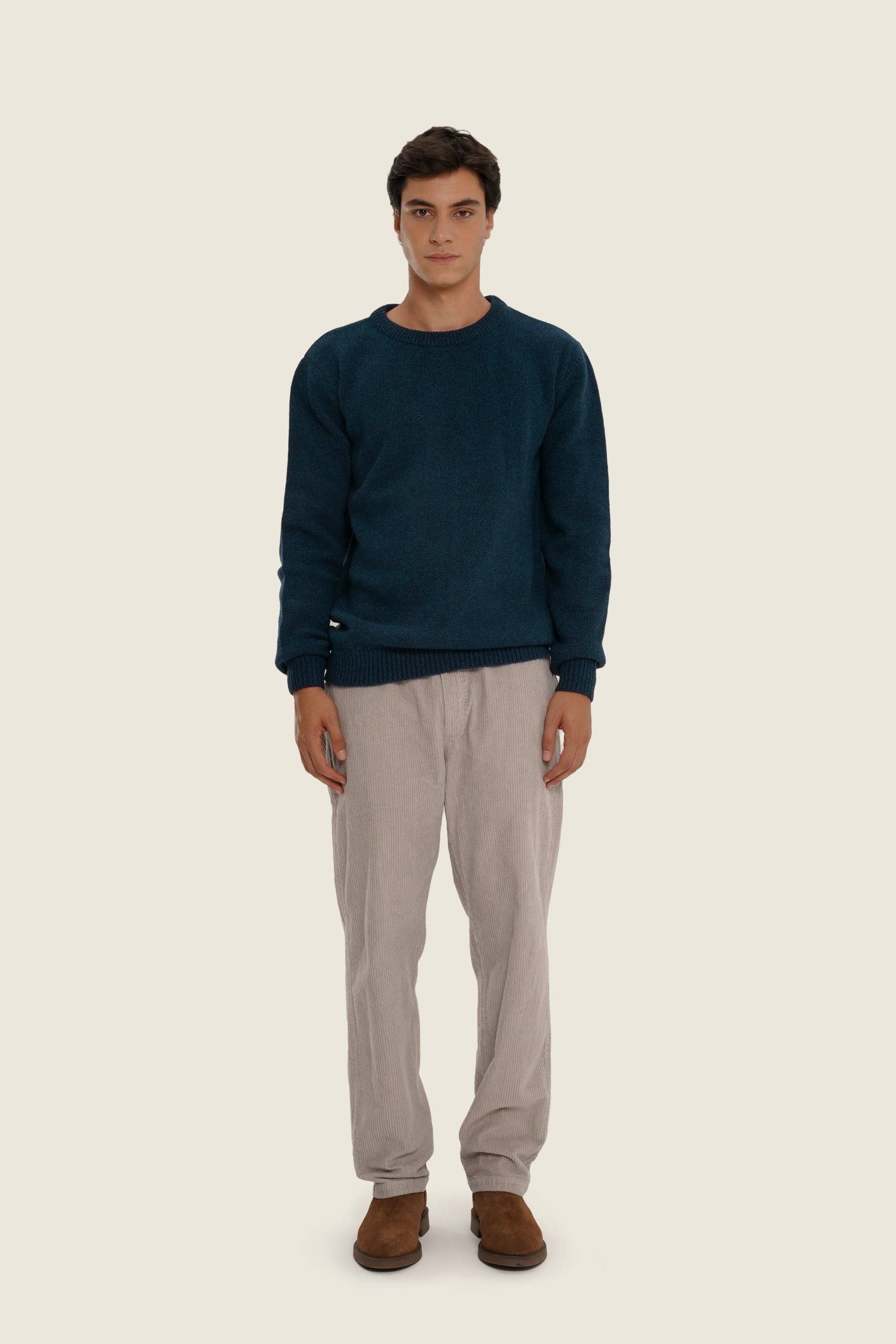 Maglione in maglia blu scuro in cotone biologico