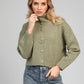 Cardigan in maglia verde tiglio con collo alto
