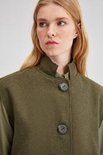 Gilet oversize effetto lana verde oliva