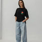T-shirt nera oversize Tulip in cotone organico