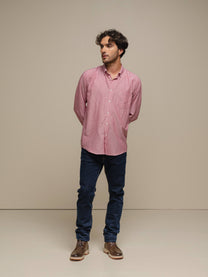 Camicia uomo a righe in cotone misto