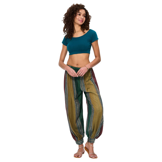 Pantaloni estivi lunghi boho in rayon multicolor