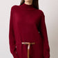 Abito lungo in maglia con cintura in vita color bordeaux